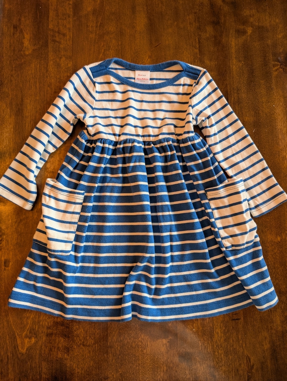 Hanna Andersson Blue and White Striped Knit Dress/ 3T